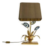 Vintage brass agate slice table lamp, 1970s