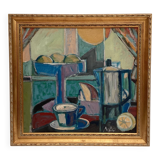 Oil painting on canvas signed dimensions: height -60cm- width -64 cm-