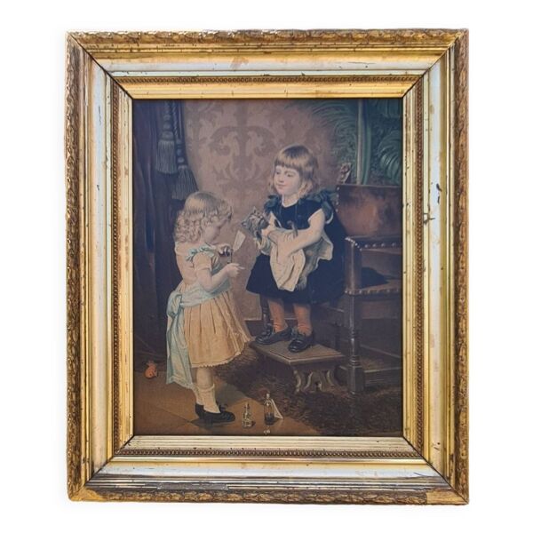 Tableau ''les petites filles au chat