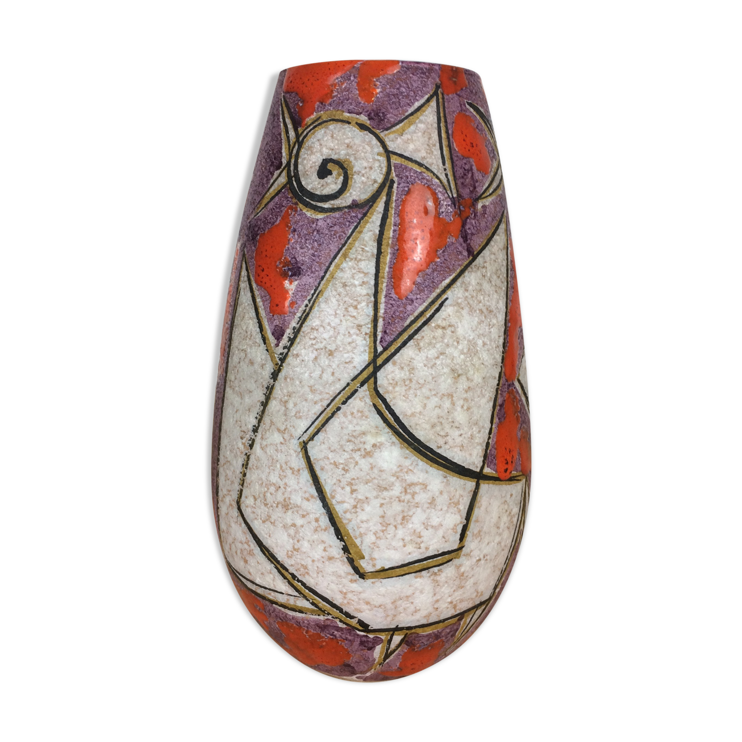 Stylized bird vase Fratelli Fanciullacci, Italian ceramic 50