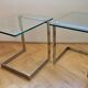 Pair of Midcentury Cantilevered Glass & Chrome Coffee Tables GEBRA, 1980s