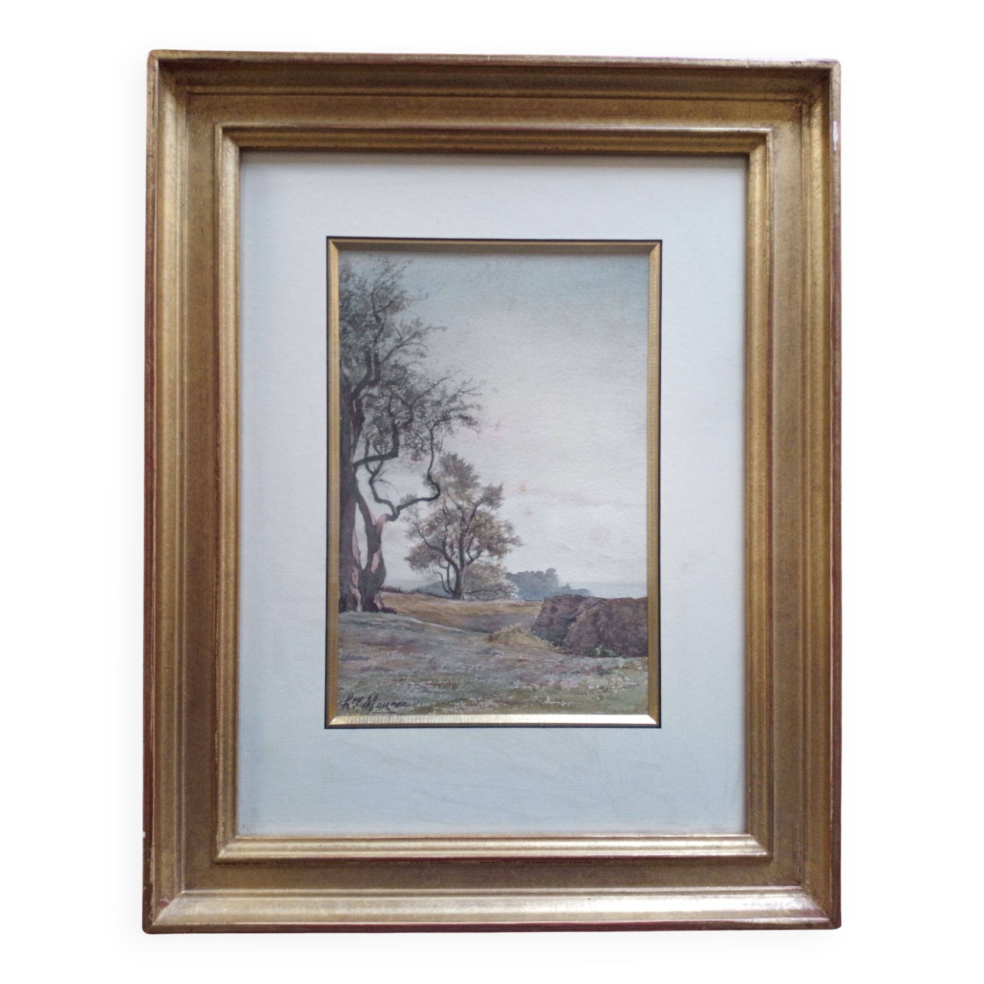 Henri Laurent Mouren (1844-1926) - watercolour 28 x 18.5 cm - DELF frame