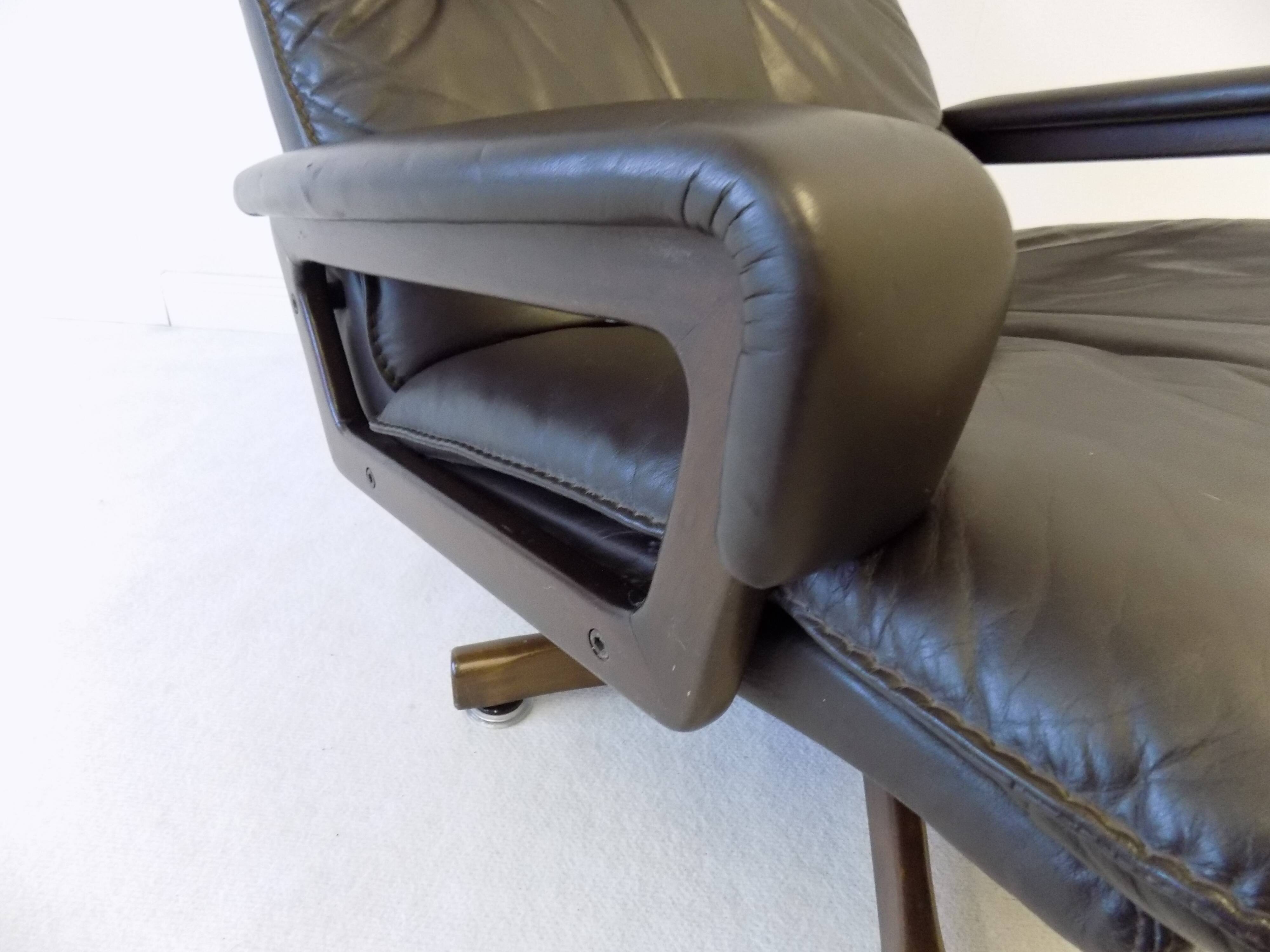 Strässel King chair brown leather armchair by Andre Vandenbeuck for WK