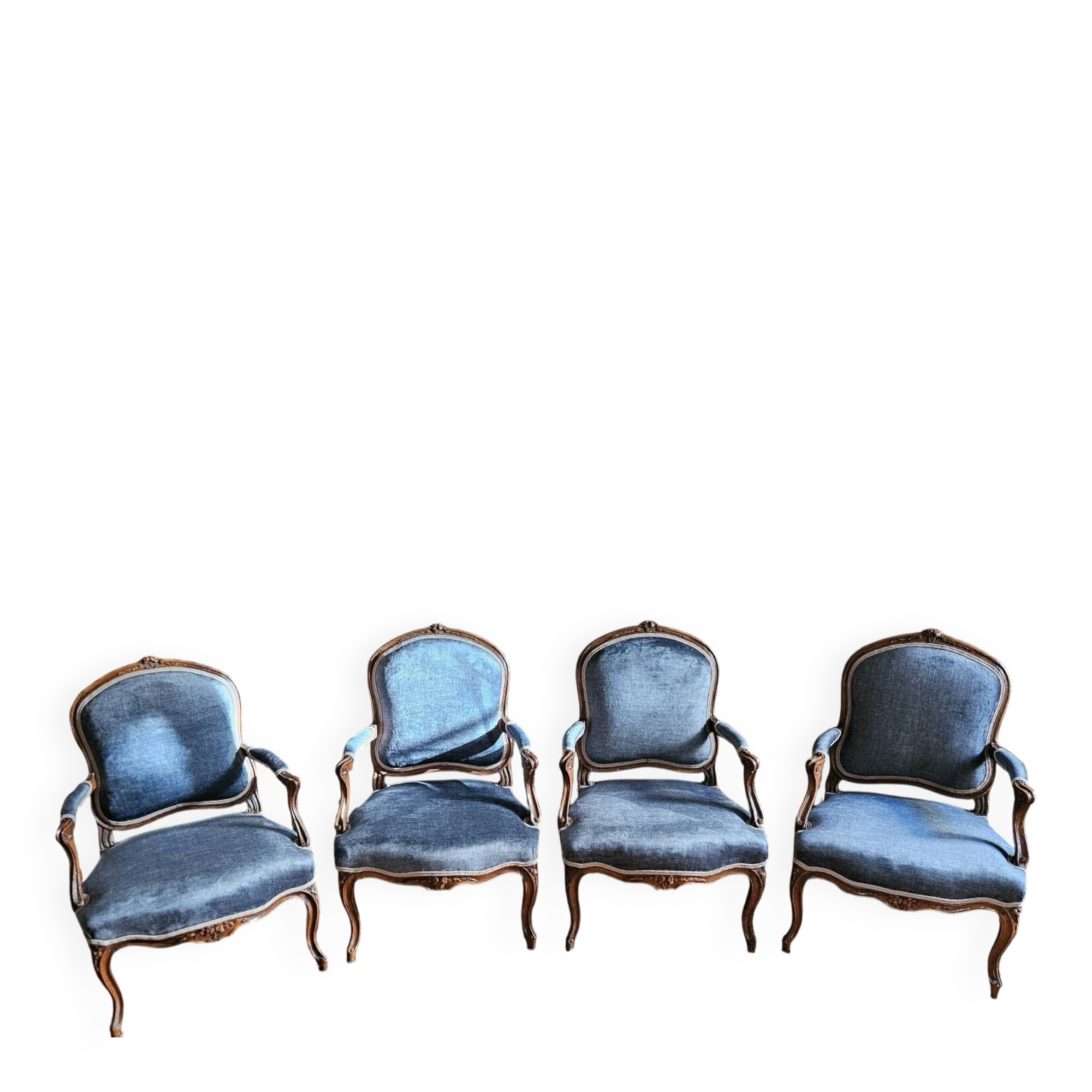set of 4 Louis XV armchairs with queen's backs