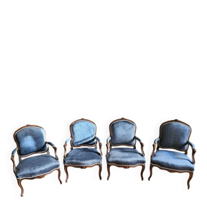 4 fauteuils Louis XV