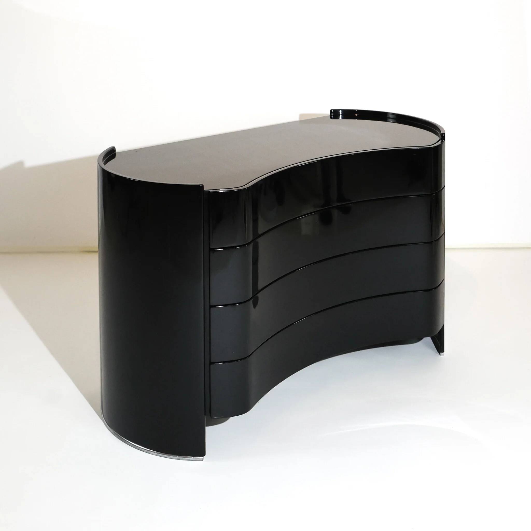 Curved black vintage commode "Aiace" by Benatti, Italy, 1970s