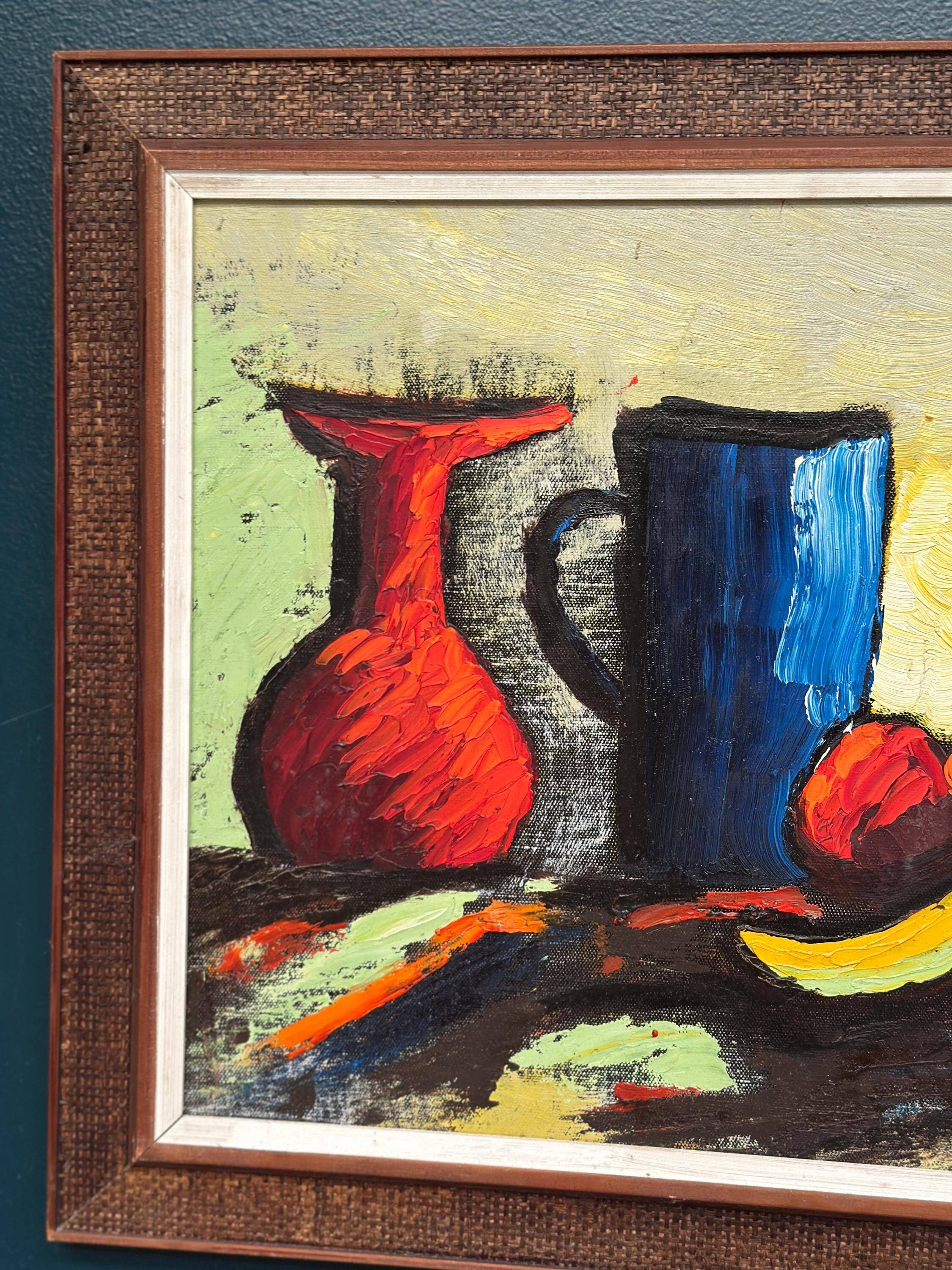 Huile sur toile originale suédoise – « Nature morte avec fruits et vase » par Rollo