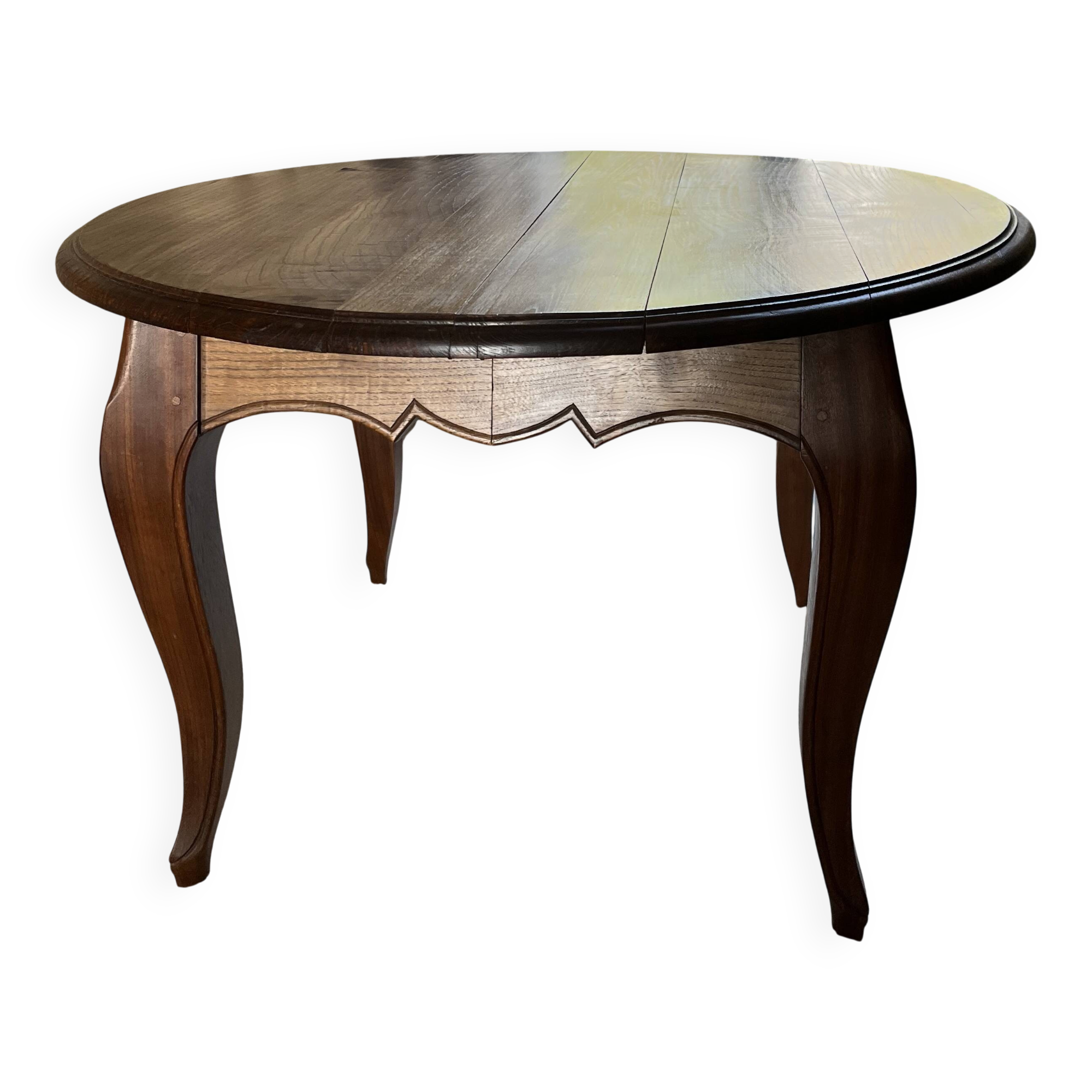 Solid chestnut table, diameter 120 cm with an extension of 50 cm - rené trotel