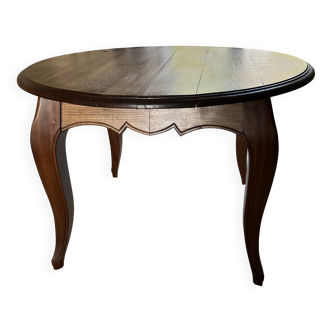 Solid chestnut table, diameter 120 cm with an extension of 50 cm - rené trotel