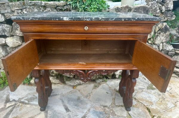 Console /Desserte en Acajou Flammé à Col de Cygne Époque XIX eme siecl