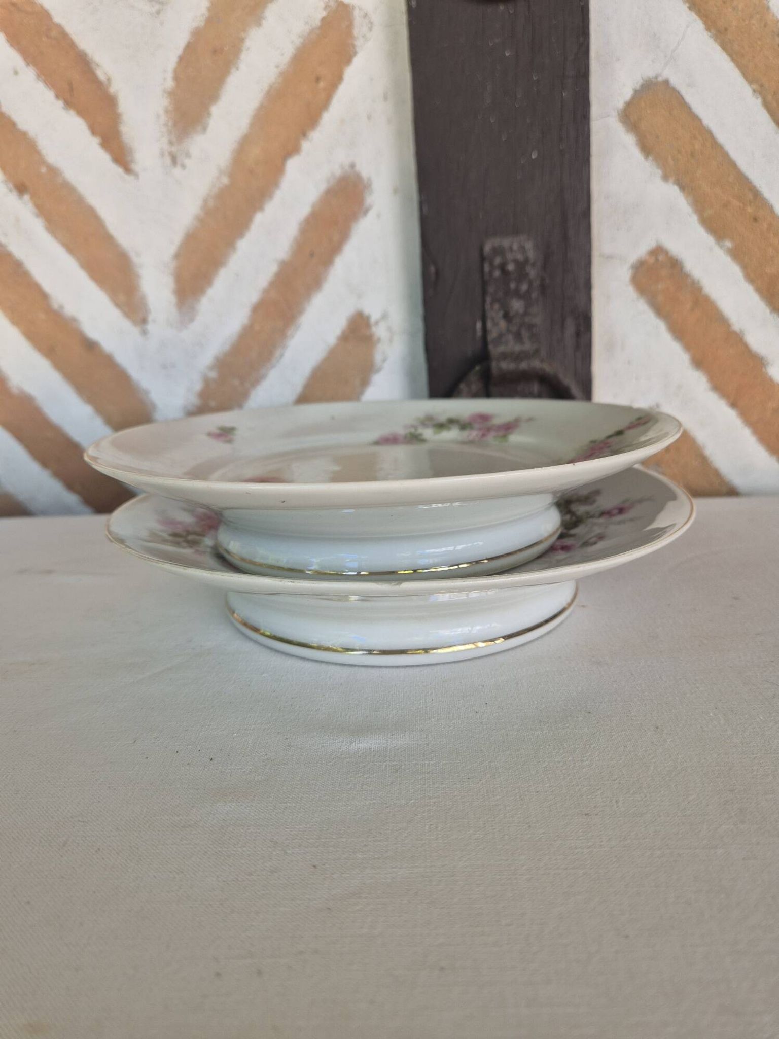Pair of antique compote dishes