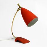 Rare Cosack Mid Century table lamp with red fine wrinkle finish and brass n