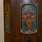 Armoire de mariage allemande peinte à la main, ancienne, 1829-1851
