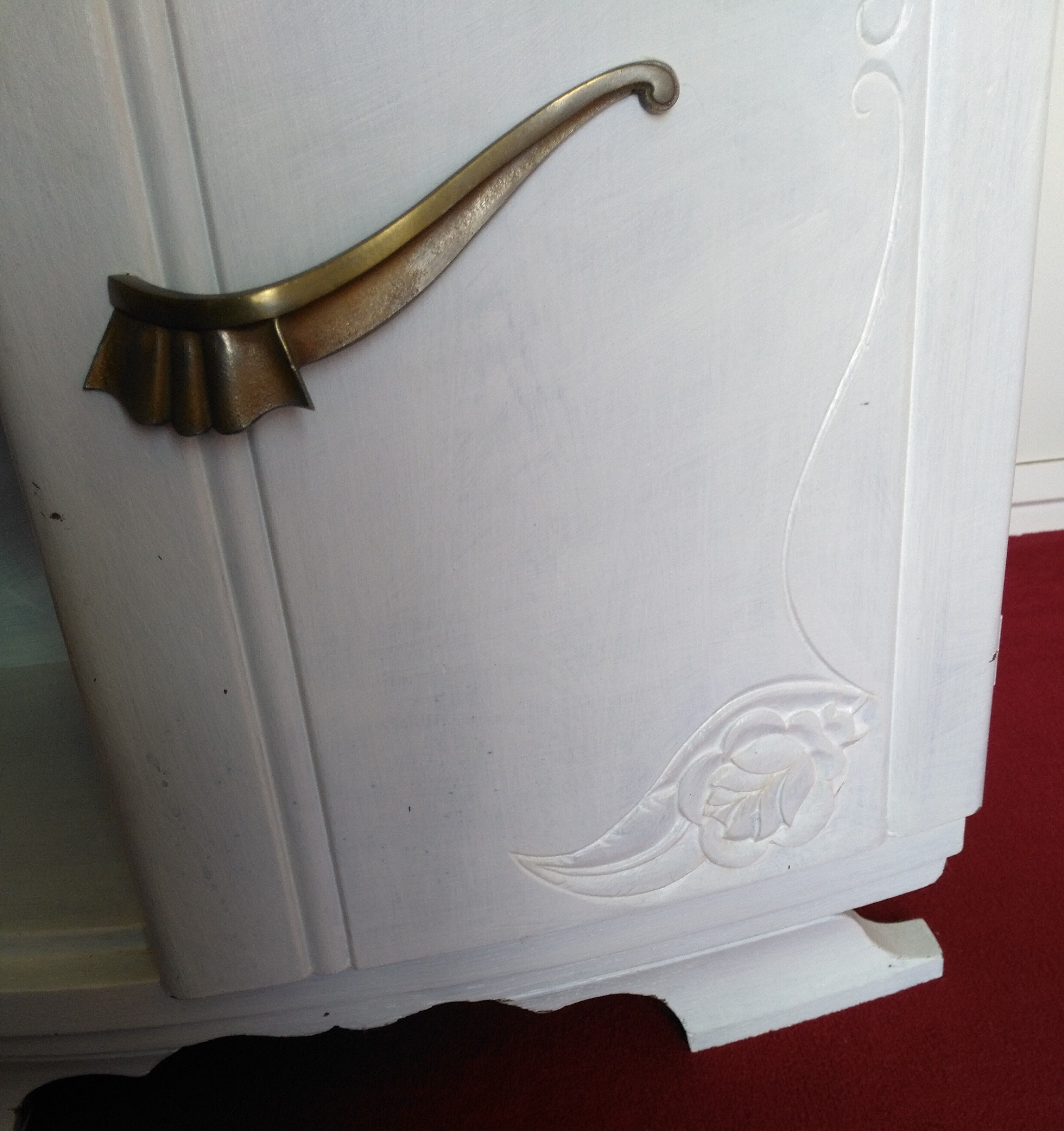 Art Deco bedside table top red marble