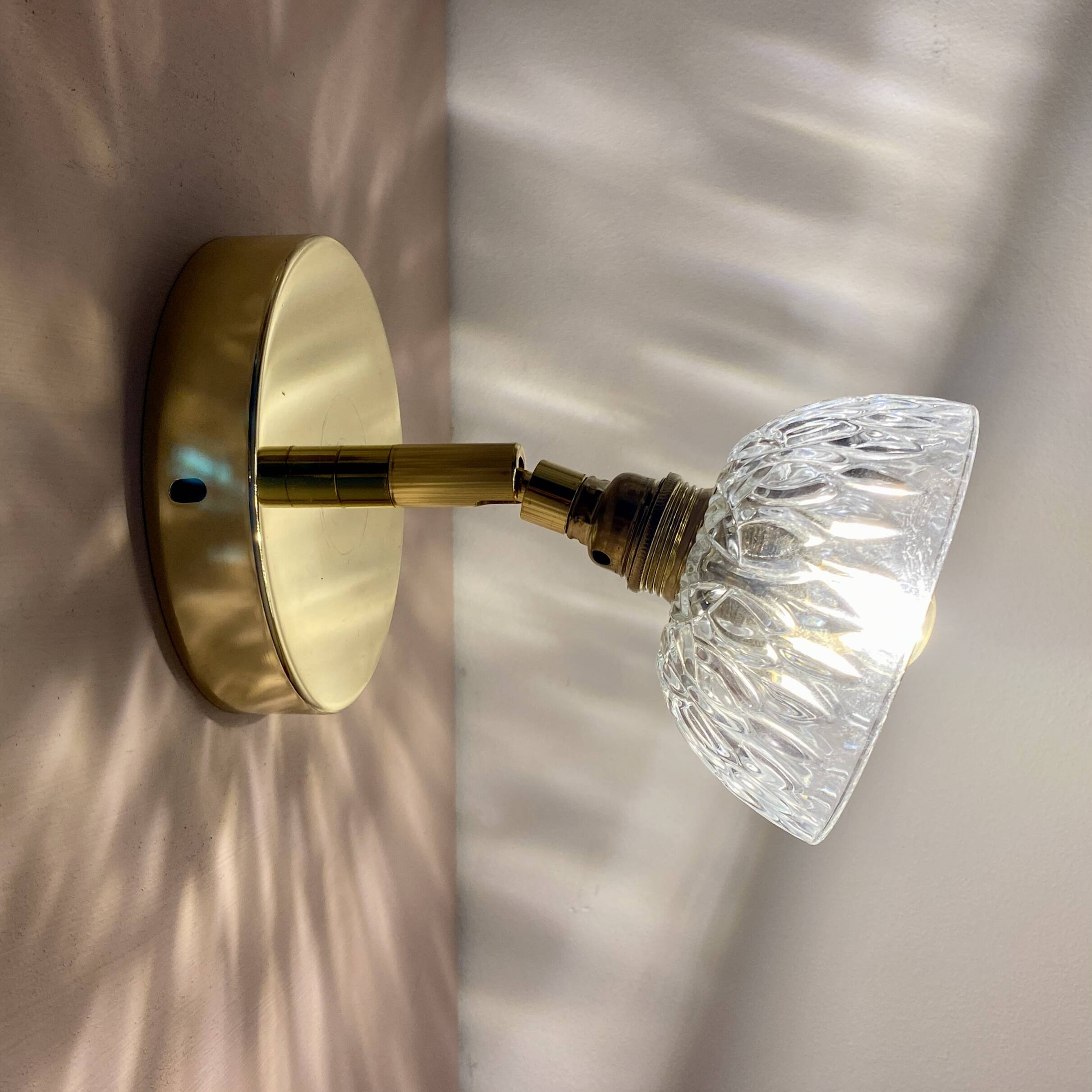 Vintage molded glass lampshade wall light