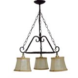 Rustique français vintage noir fer forgé 3 lumières lustre nuances de peau 4526