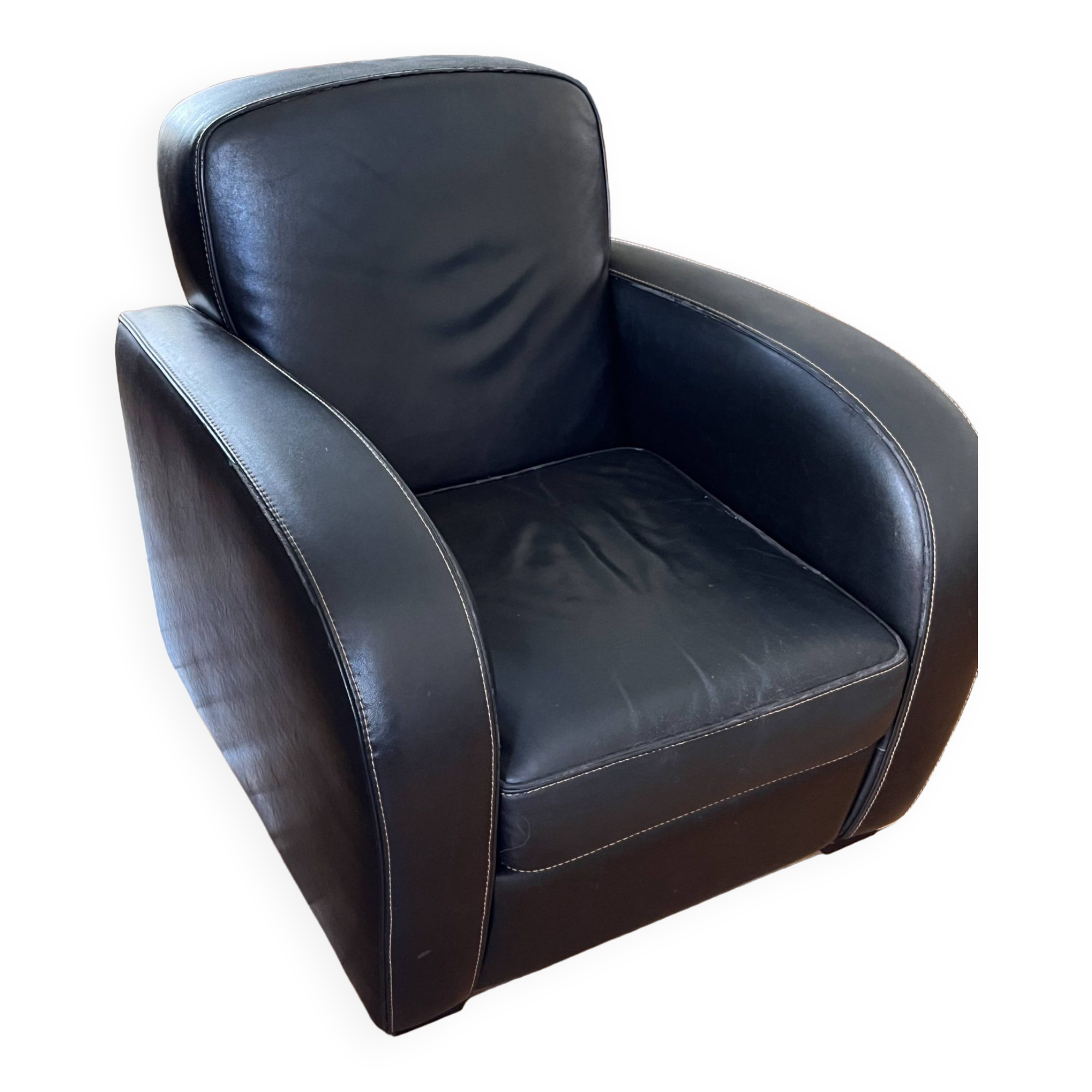 Club armchair in smooth Italian leather