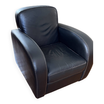 Club armchair in smooth Italian leather