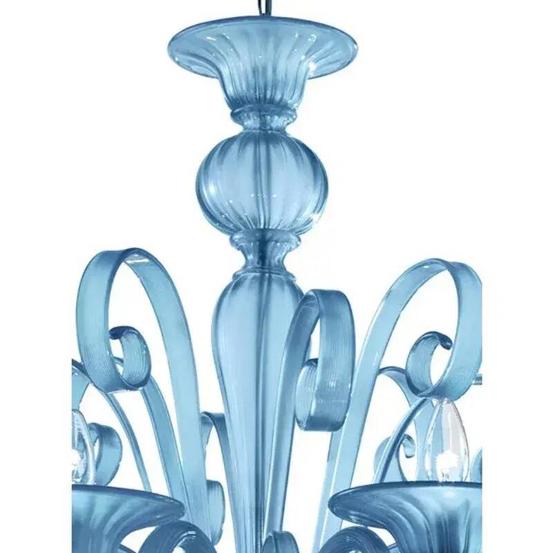 Venetian Blue Satin Murano Glass Chandelier by Simoeng