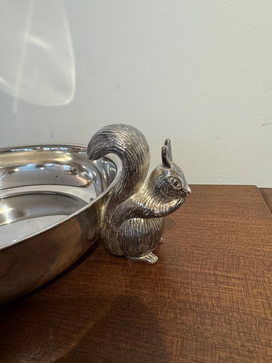 Silver-plated catchall with squirrels, 20th century.