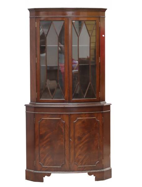 Vitrine Encoignure Anglaise - Vaisselier d’angle Acajou