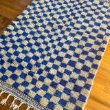 Moroccan Berber checkered carpet Klein blue and white