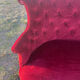 Small old Napoleon III toad sofa in red velvet