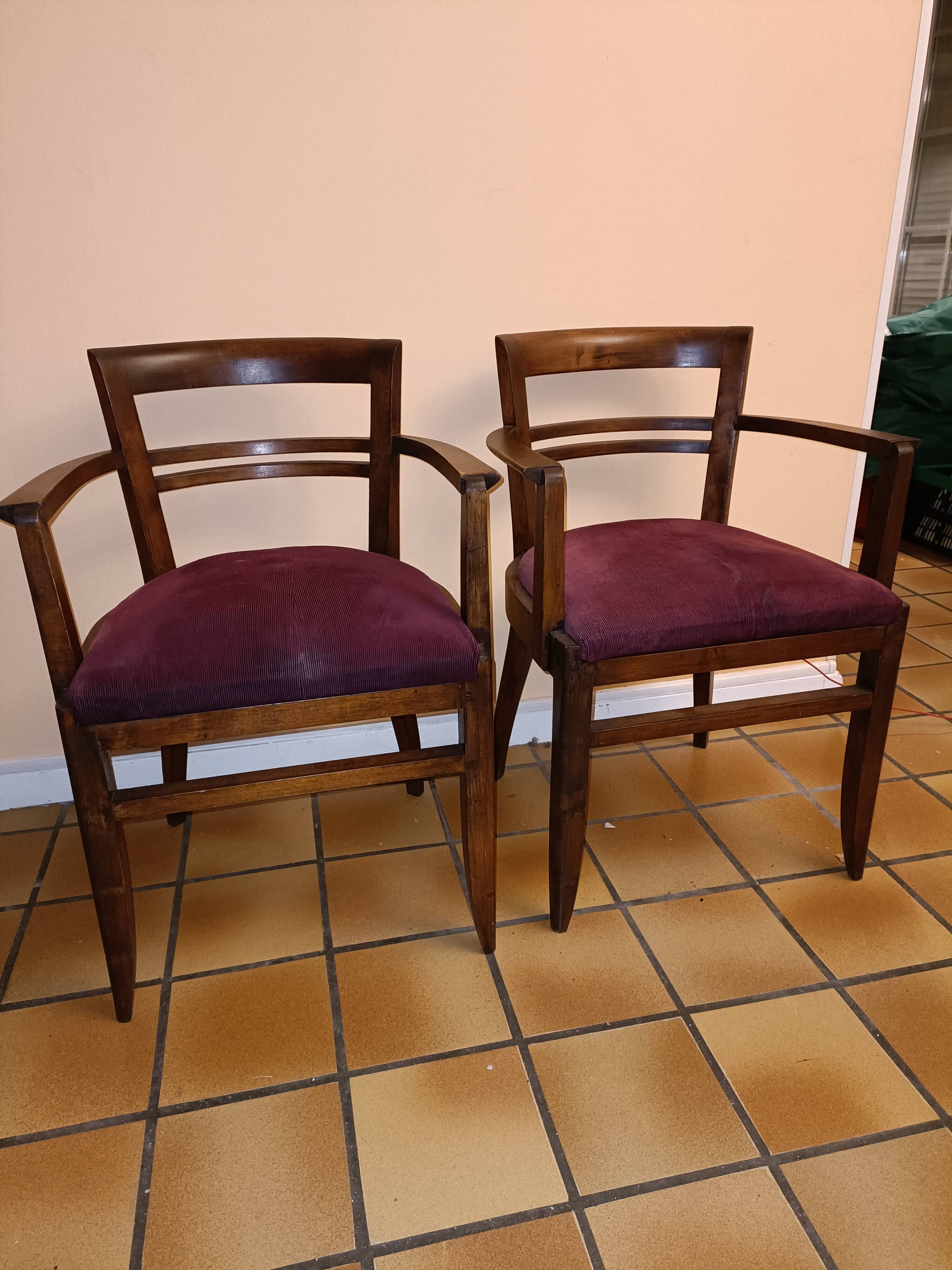 Paire de fauteuils bridge vintage 1940