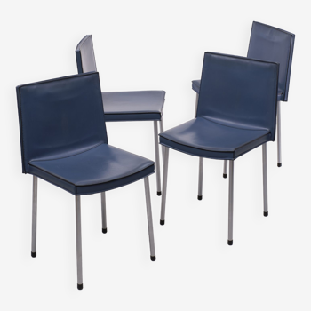 Post Modern Leather Dining Chairs in style of Cassina Cab 1980s Italy