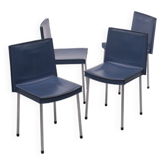 Post Modern Leather Dining Chairs in style of Cassina Cab 1980s Italy