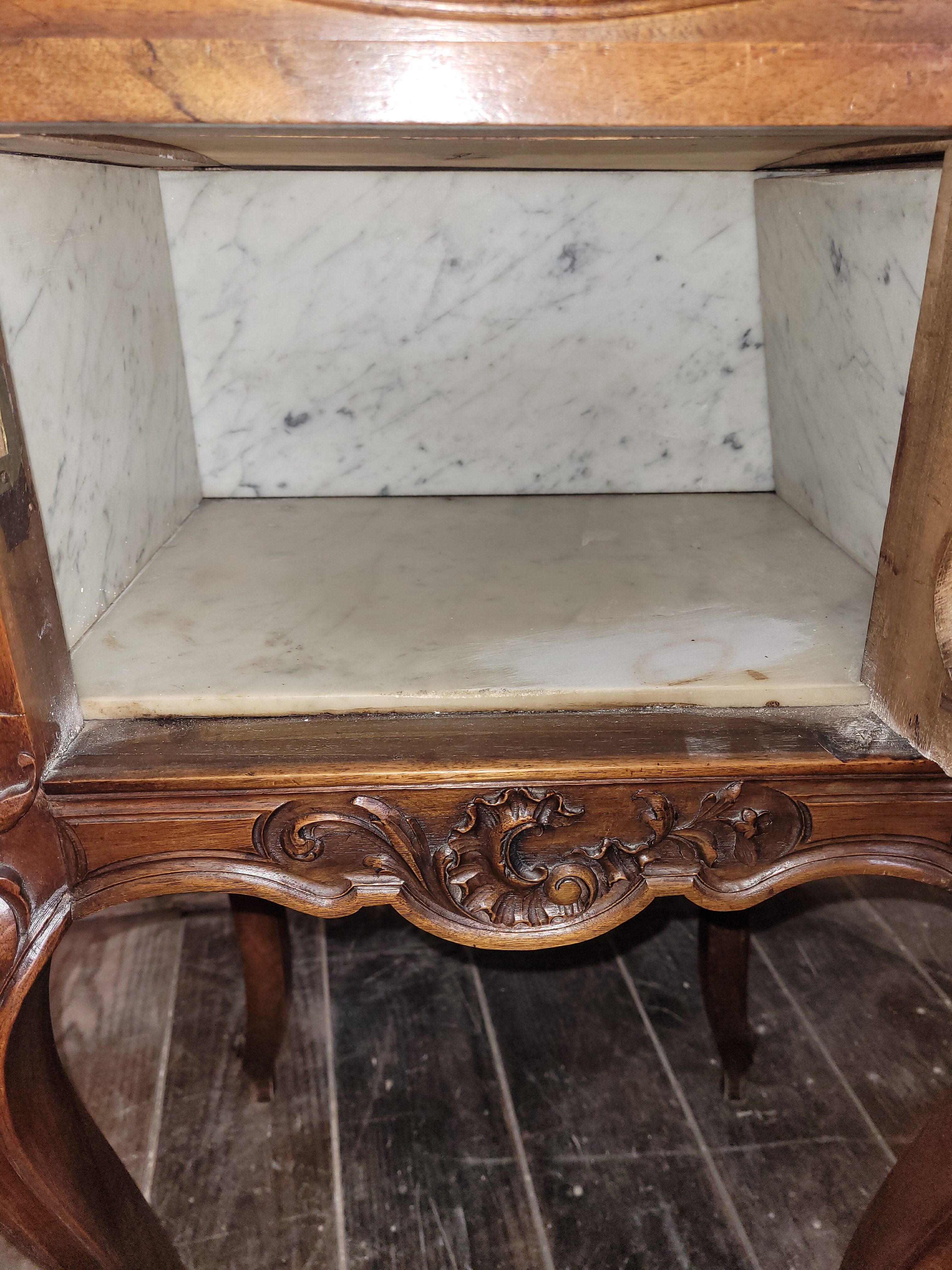 Louis XV bedside table in solid walnut