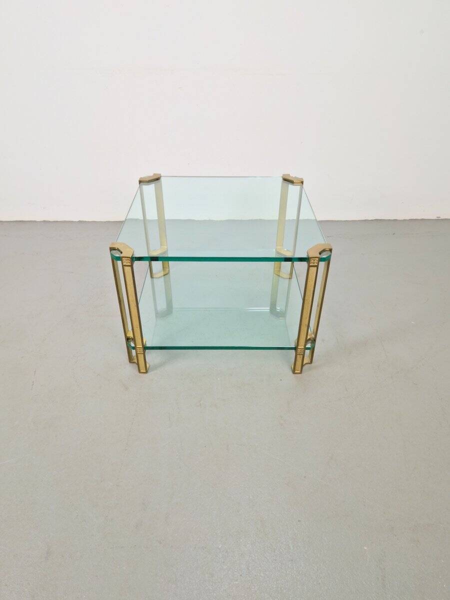 T24 Coffee Table in Brass with Double Glass Tops by Peter Ghyczy, 1970s