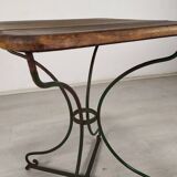 Garden pedestal table metal wood