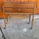 Danish storage cart in brown teak and wicker, 1960s, Mid-Century style.