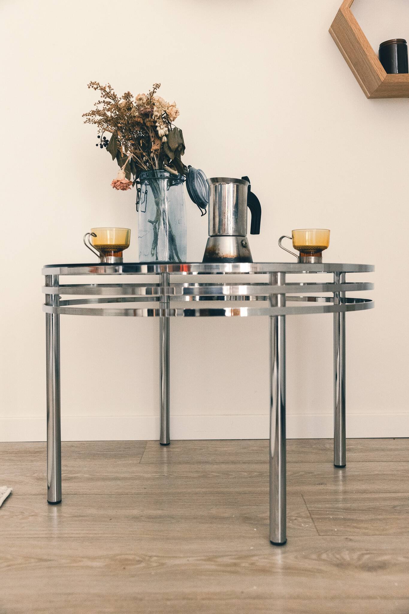 Vintage 70s chrome coffee table