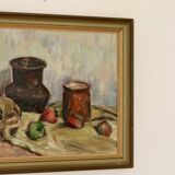 Original Swedish oil on panel "Still Life" vintage and framed.
