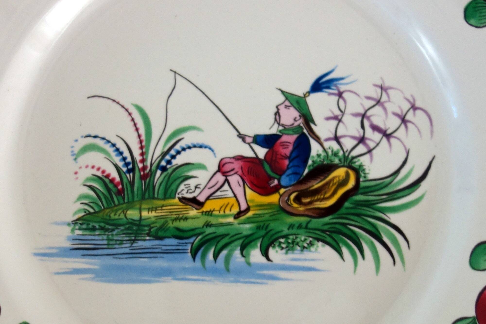 6 Saint Clément Luneville dessert plates with Chinese decoration