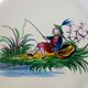 6 Saint Clément Luneville dessert plates with Chinese decoration