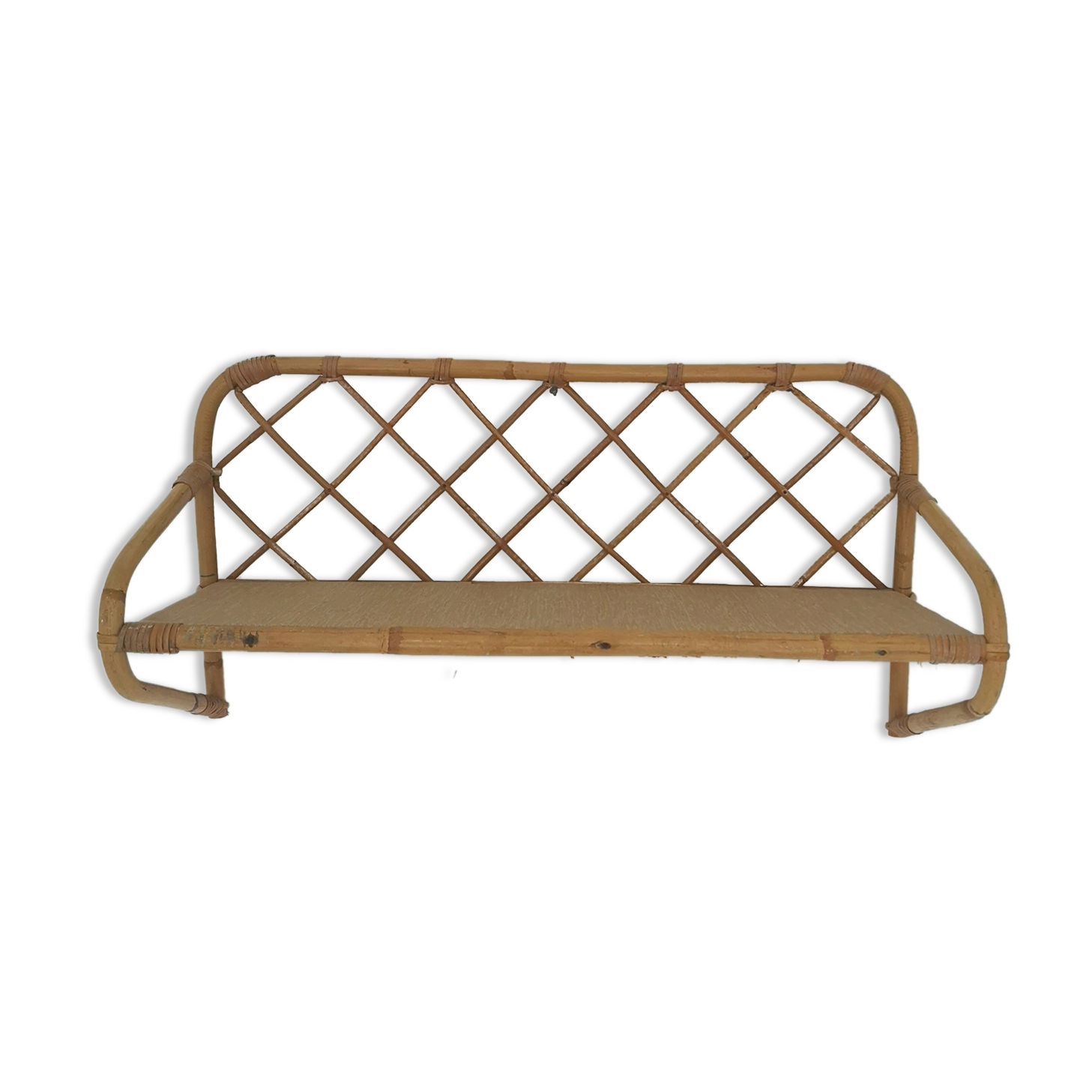 Rattan wall shelf