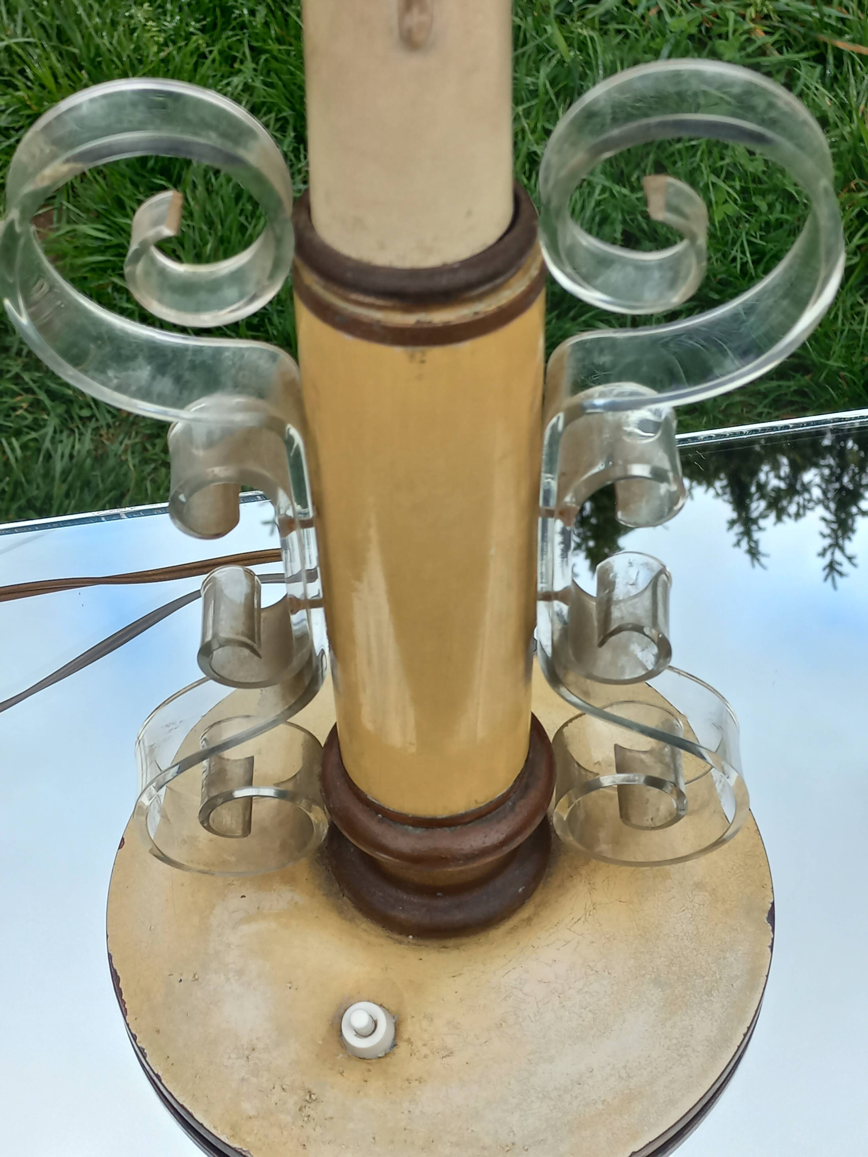 Lampe vintage des années 50 tôle, plexi et bois