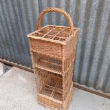 Vintage wicker bar basket bottle holder