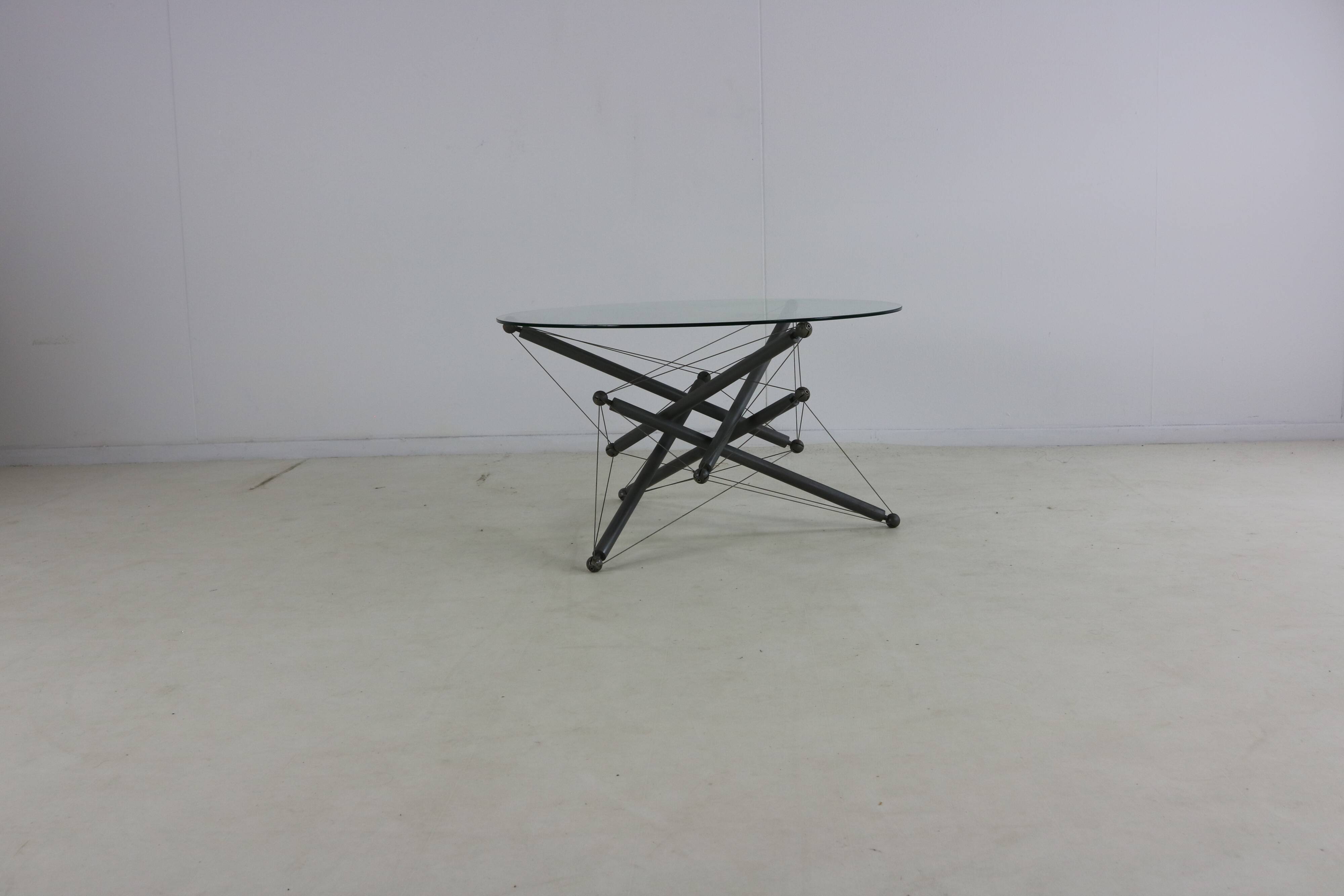 Seventies design steel wired coffee table for Cassina