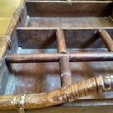 Plateau de service bois et rotin