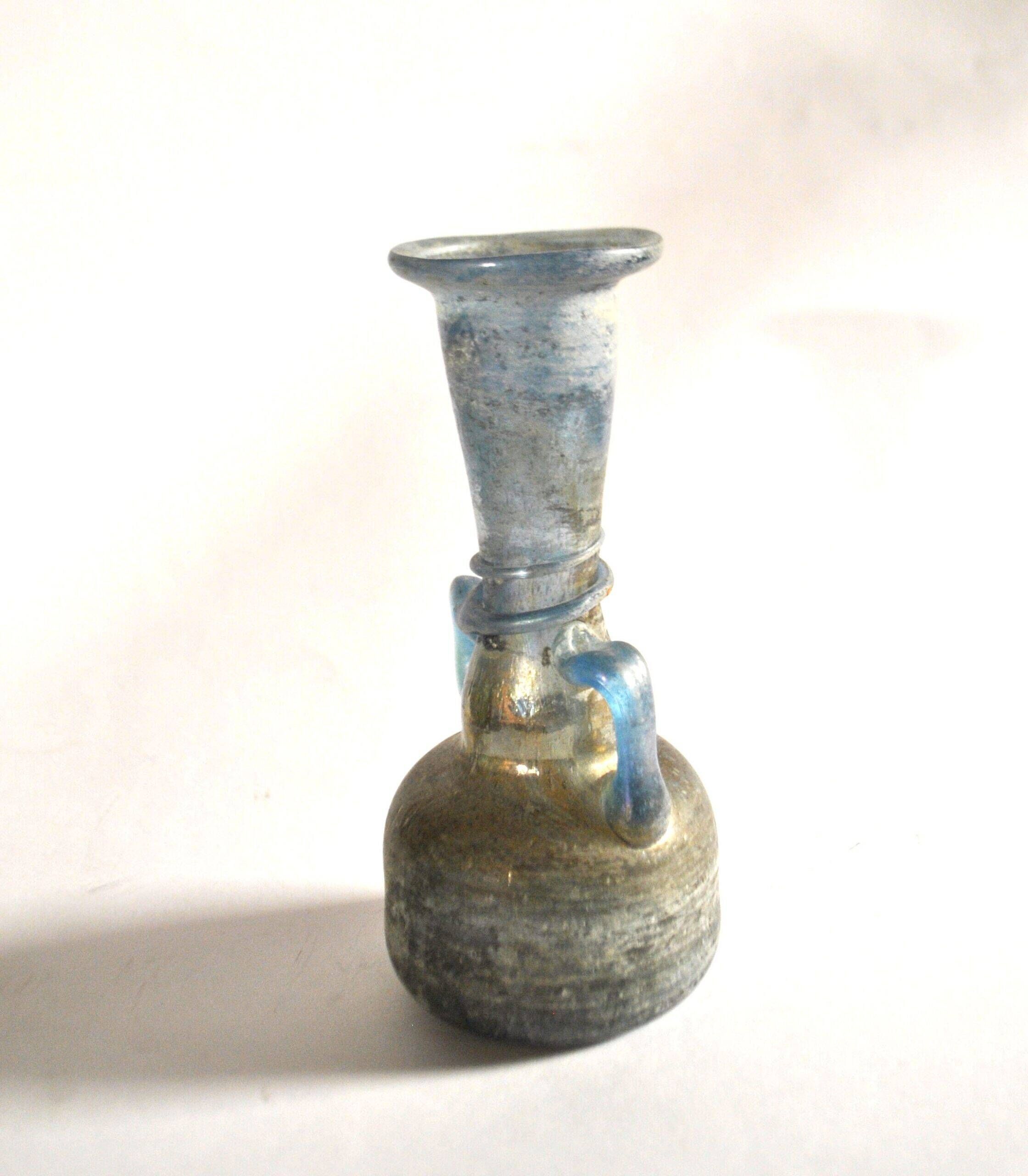 Ancient Murano vase amphora in iridescent blue blown glass – Italy