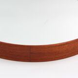 Scandinavian teak mirror with 1950s 19.5cm leather strap