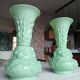 Lot de 2 vases en verre opalin vert clair SAINT LOUIS