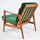 Fauteuil scandinave restauré, icône des années 60, velours
