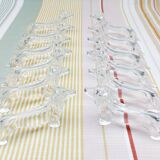 12 vintage plexiglass knife rests with dachshund design