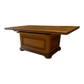 Oak and slate coffee table