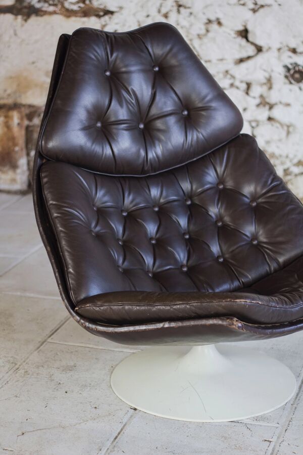 Fauteuil F588 cuir par Geoffrey Harcourt pour Artifort, 1960